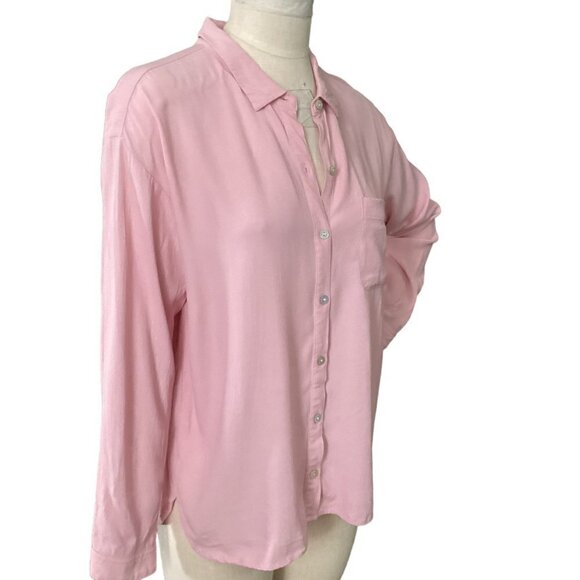 J. Jill Button-Front Shirt Pink Rayon Mother-of-Pearl/Shell Buttons Sz PL #228G - Picture 4 of 9